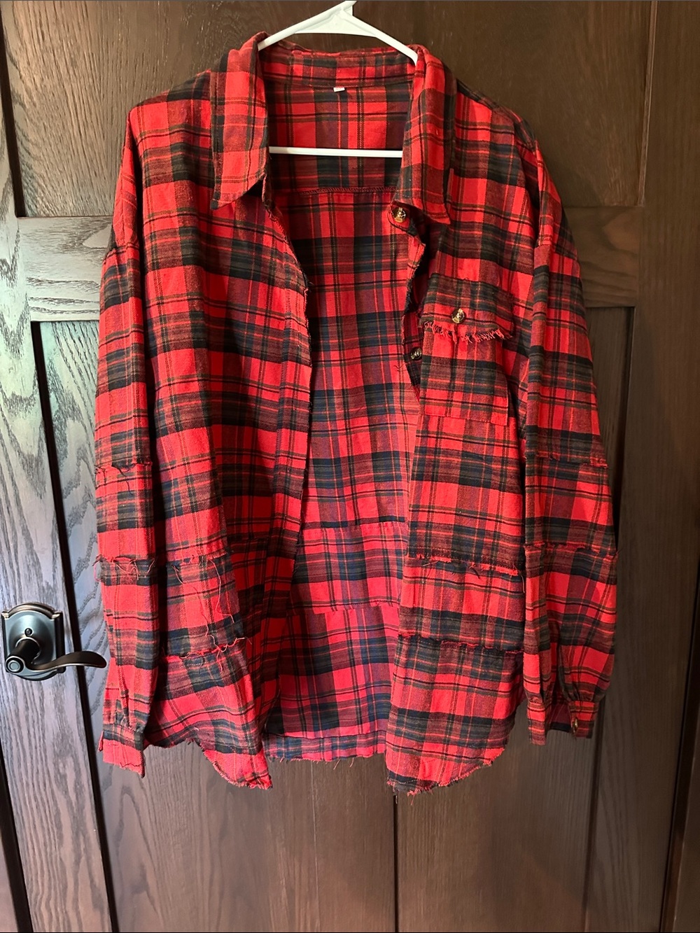 Red Plaid Men's Flannel Shirt Jacket